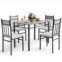 5-Piece Faux Marble Dining Table Set with 4 Cushioned Chairs