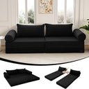 Convertible Futon Sofa Bed with Corduroy Cover & Pillow