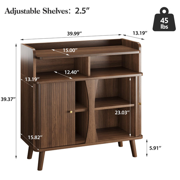 Buffet Sideboard Cabinet with Roller Shutter Sliding Doors & Adjustable Shelves