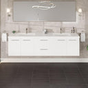 84-Inch Wall Mount Double Sink Bathroom Vanity with Acrylic Top