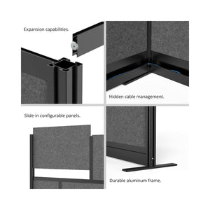 Modular Wall Room Divider with Whiteboard – 53"W x 48"H