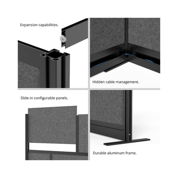 Modular Wall Room Divider with Whiteboard – 53"W x 48"H