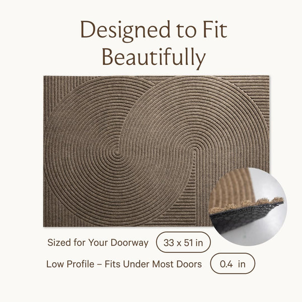 Indoor Outdoor Door Mat - Recycled Plastic & Rubber, Beige, 33" x 51"