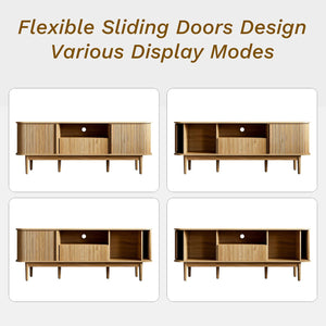 63" Fluted TV Stand with Sliding Doors