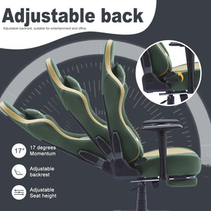Gaming Chair with Footrest, 2D Armrests, 150° Recline, High Back Ergonomic Chair