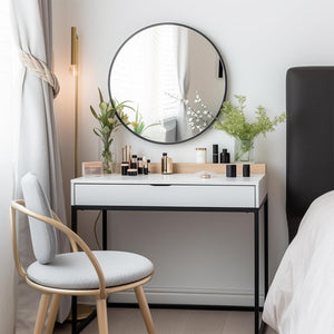 Round Wall Mirror – Matte Black Metal Frame