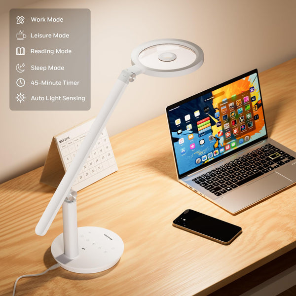 LED Desk Lamp 800LM Dimmable Eye-Caring Reading Light with Timer