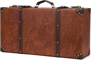 Vintage Leather Suitcase Set with Wooden Frame