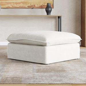 Beige Square Ottoman with Removable Cover
