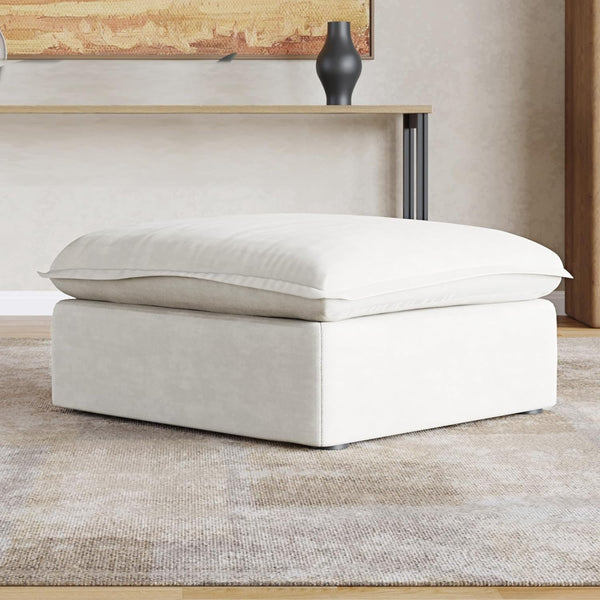 Beige Square Ottoman with Removable Cover