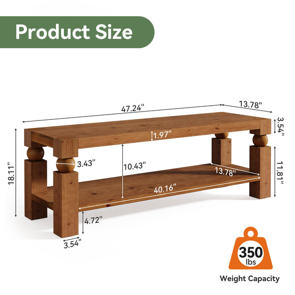 47-Inch Entryway Bench with Shoe Storage