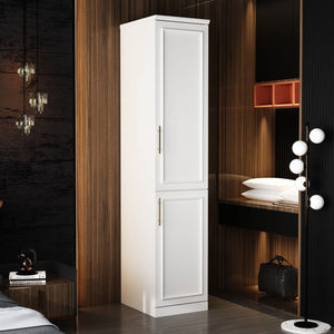Slim Wardrobe Armoire with Clothing Rod & Storage Shelves