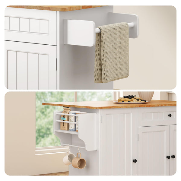 41.7" Kitchen Island with Drop Leaf, Storage Cabinet & Drawer