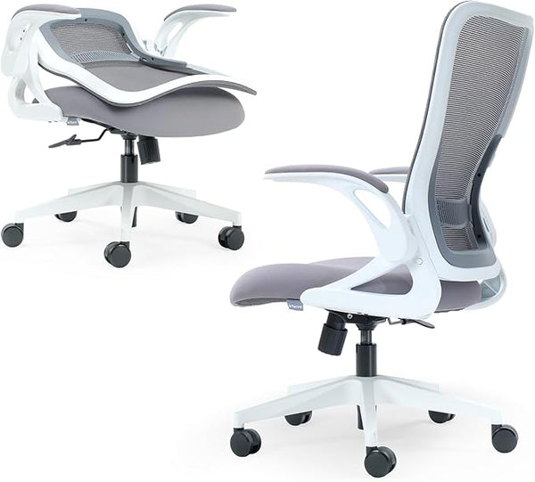 Foldable Ergonomic Mesh Office Chair with Flip-Up Arms