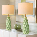 Ceramic Table Lamp Set of 2 — Boho Bedside Nightstand Lamp