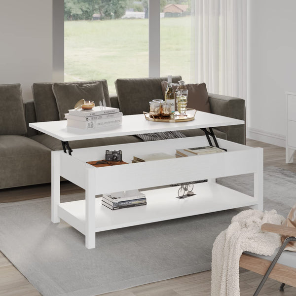 Lift Top Coffee Table with Hidden Compartment & Open Shelf