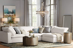 Art Deco Crystal Chandelier – 4-Light Silver Ceiling Fixture
