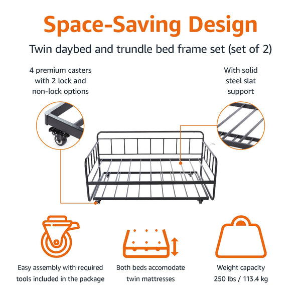 Twin Daybed with Trundle Bed Frame
