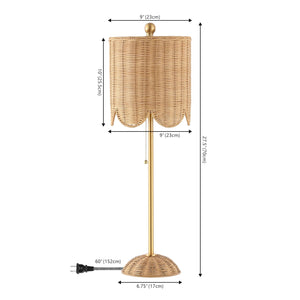 Coastal Rattan Table Lamp Set of 2 with Brass Gold Base