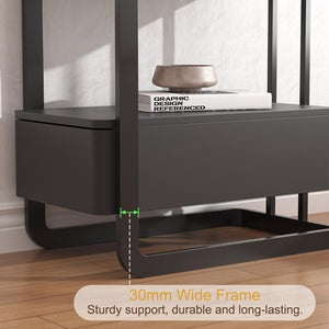 Narrow Side Table with Drawer and Open Shelf
