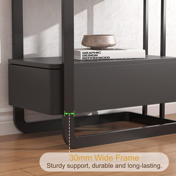 Narrow Side Table with Drawer and Open Shelf
