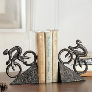 Cast Iron Racing Bicyclist Bookends