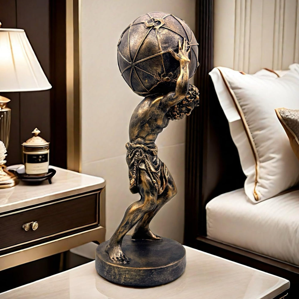 Greek Atlas Statue Bronze Resin Sculpture 16.5 Inch