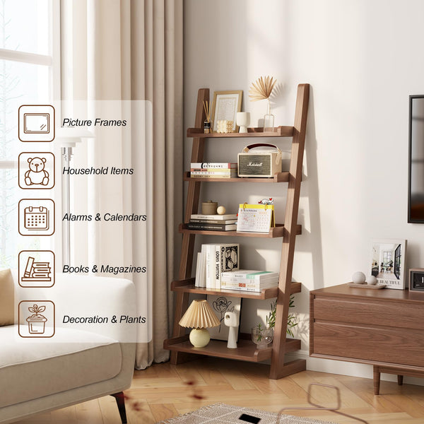 5-Tier Leaning Ladder Bookshelf