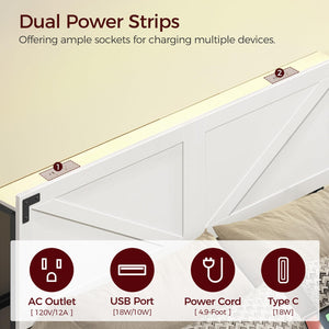 King Size Headboard with LED Lights and USB Charging Ports