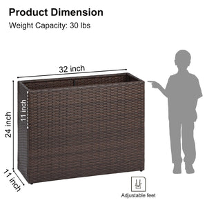Tall Rectangular Outdoor Planter with Removable Liner