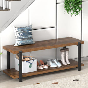 Entryway Bench with Shoe Storage | Wood & Metal Frame | 47 Inch