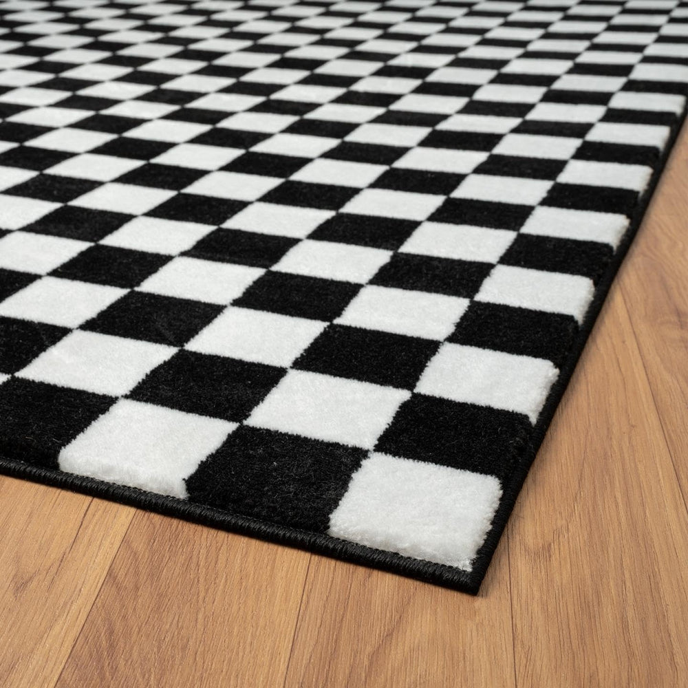Modern Checkered Black and White Area Rug 5x7