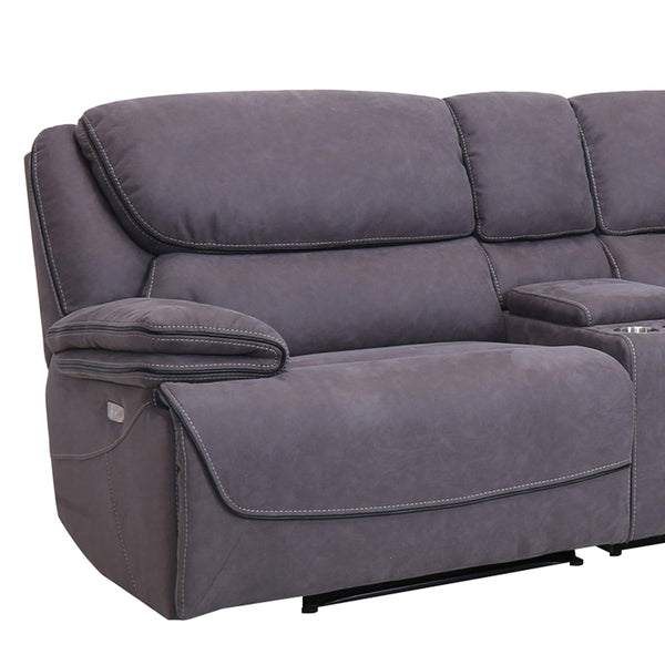 6-Piece Power Reclining Curved Sectional Sofa with Storage Console