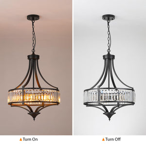 20-Inch Crystal Chandelier 5-Light Adjustable Ceiling Pendant