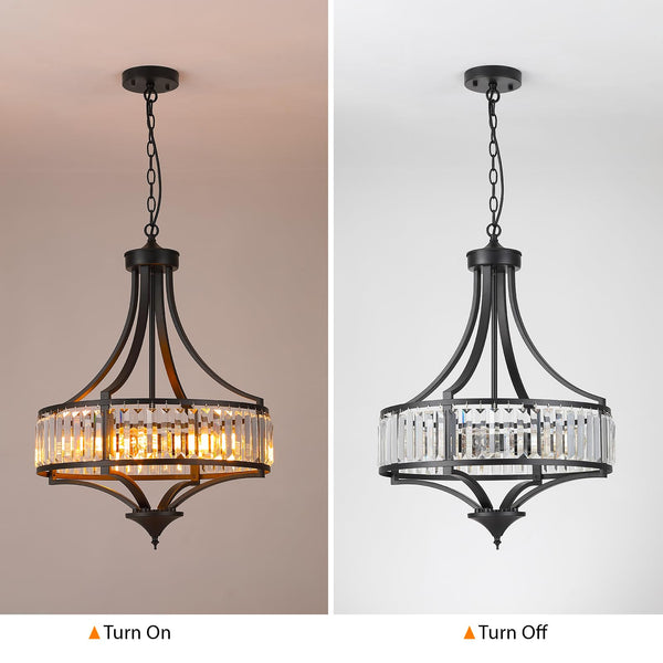 20-Inch Crystal Chandelier 5-Light Adjustable Ceiling Pendant