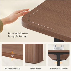L-Shaped Electric Standing Desk with Storage & Power Outlet