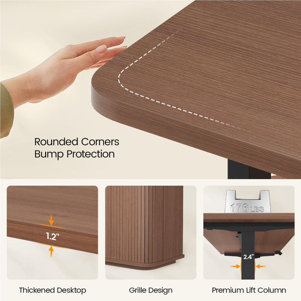 L-Shaped Electric Standing Desk with Storage & Power Outlet