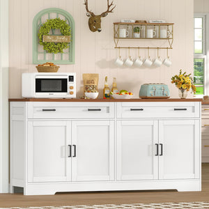 Buffet Cabinet with Storage — 4-Door Sideboard with Adjustable Shelves