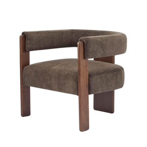 Barrel Accent Chair – Velvet Upholstered Lounge Chair with Rubberwood Frame