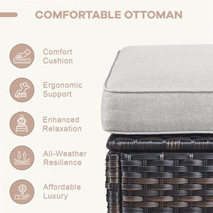 Outdoor Wicker Ottoman Set of 2 with Cushions
