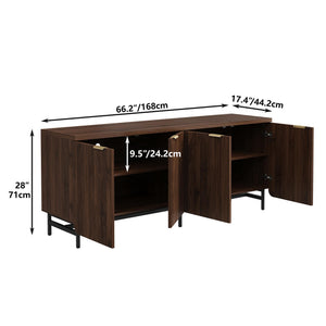 66.2" Fluted Buffet Cabinet with 4 Doors & Shelves