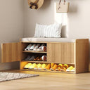 Fluted Shoe Storage Bench with LED Sensor Light