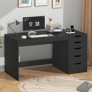 47-Inch Computer Desk with 5 Drawers & Power Outlets