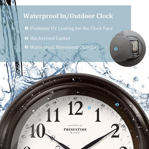 24-Inch LED Outdoor Wall Clock with Weather Station