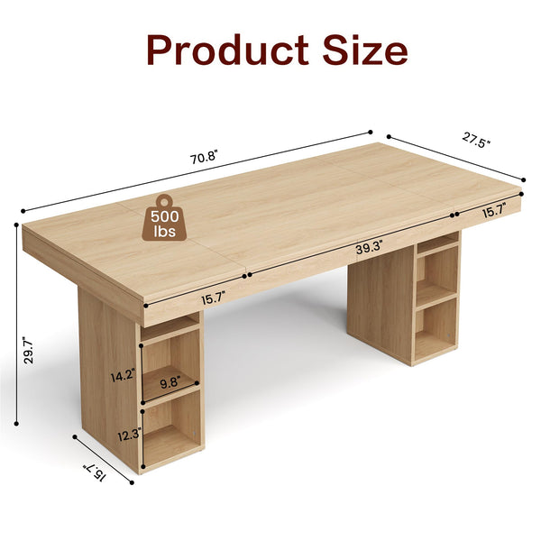 71" Executive Desk with Storage – Oak