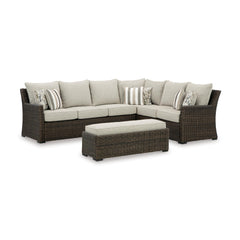 Outdoor Sectional Sofa Set with Bench – Resin Wicker & Aluminum