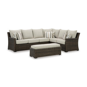 Outdoor Sectional Sofa Set with Bench – Resin Wicker & Aluminum