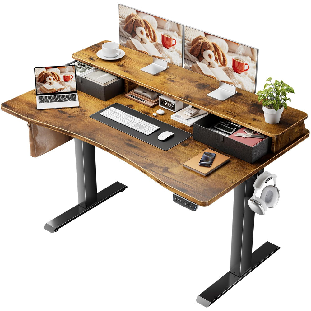 Electric Standing Desk with Storage Drawers & Monitor Riser, 47.2" x 27.6"