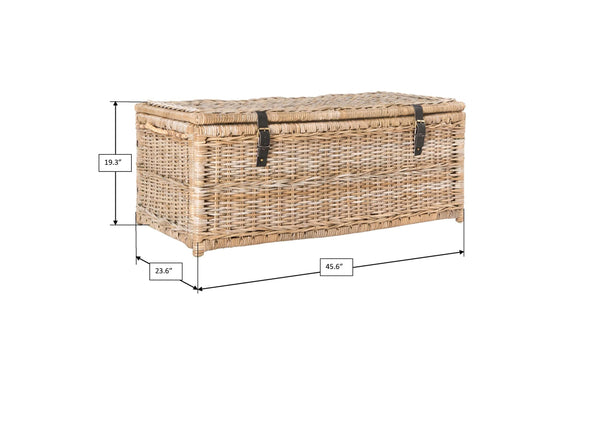 Wicker Storage Trunk with Flip-Top Lid