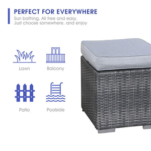 Square Wicker Ottoman Set of 2 with Cushions – Outdoor & Indoor